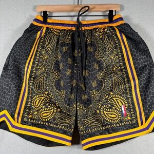 Trillest Kobe Lakers Mens Paisley Mesh Hoop Shorts Black Large Collect Select